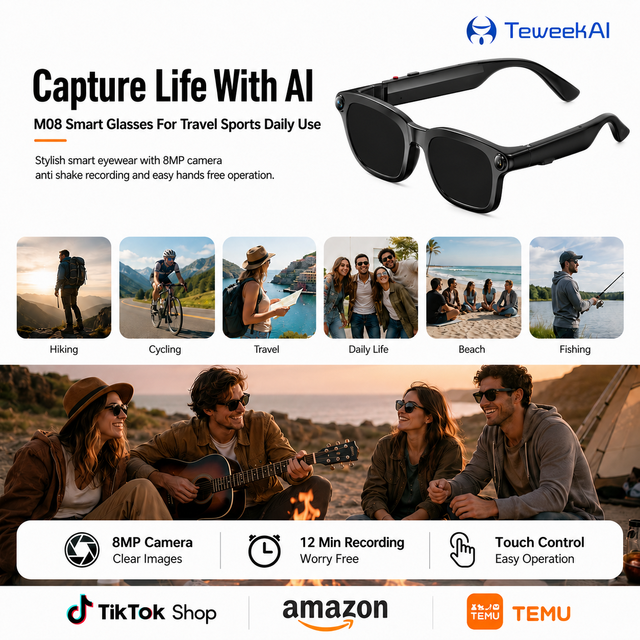 M08 AI Smart Glasses Audio Video Recorder Eyewear for Business Meeting Travel