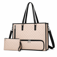 Sac fourre-tout pour ordinateur portable en cuir PU matelassé avec compartiment inférieur |   Sac à bandoulière de bureau grande capacité pour femmes |   Échantillons en 7 à 10 jours