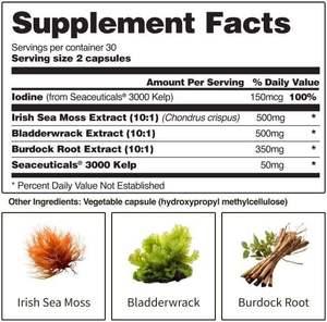 OEM Mejora la inmunidad Desintoxicación y suplementación de oligoelementos Cápsulas de musgo marino Suplemento orgánico <span class=keywords><strong>natural</strong></span> para la salud