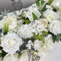 Guirlande de fleurs artificielles en soie blanche pour mariage, centre de table, chemin de table pour arche de mariage