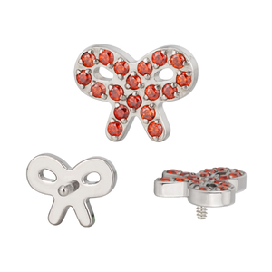 Listo para enviar lindo G23 / F136 titanio CZ Bowknot Labret roscado internamente Top Body Piercing joyería Helix Lip Ring Helix Ear - Product Image 2