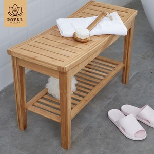 Ruoyi Bamboo Shower Stool 81.7x35.5x13cm Two Tier <b>Storage</b> <b>Bath</b> Bench Waterproof Non Slip Bathroom Furniture - Product Image 2