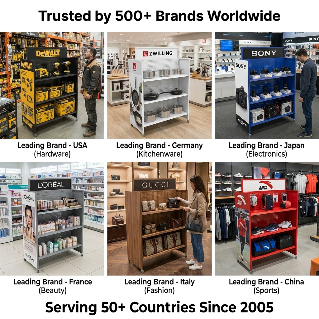 Custom Metal Floor Display Rack with Wheels for Tumblers Bottles Cans and Consumer Goods for Retail Stores & Supermarket — view 5