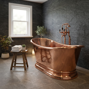 Baignoire ovale autoportante en cuivre, baignoire de luxe en métal pour salle de bain et spa - Artisanat indien - Product Image 3