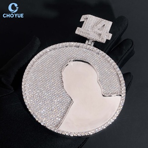 White Moissanite Pendant Round Brilliant Cut 925 <b>Silver</b> Rhodium Plated GRA Certified Themed Photo <b>Charm</b> Party Jewelry Unisex - Product Image 1