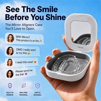 Étui de rangement portable pour appareil dentaire et prothèse, design personnalisé, écologique, coloré, avec miroir