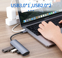 Adaptador 5 en 1 de 3 puertos de alta velocidad para ordenador portátil, teléfono móvil, 4K, 30Hz, nueva marca para ordenador