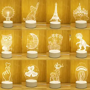 Lampu akrilik LED dasar meja akrilik Anime ilusi 3D lampu malam untuk dekorasi kamar anak-anak