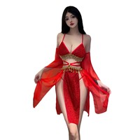 Robe Hanfu Féerique Complète pour Femme, Style Princesse Exotique Xi Shi, avec Haut Bustier Vintage à Bretelles Sexy en Dentelle et Mousseline, ODM