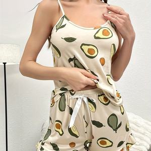 Conjunto de pijama de aguacate con correa Sexy de verano para <span class=keywords><strong>mujer</strong></span>, ropa de casa informal, cintura elástica, superventas, salida de fábrica barata - Product Image 5