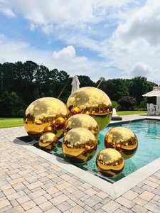 Sfera decorativa in ottone dorato in acciaio inossidabile per casa e giardino 100mm-1000mm - Product Image 5