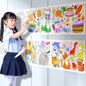 Grundschüler Zeichen rolle Lange Graffiti Malerei Wand Zeichen papier Nicht färbende Kindergarten Färbung Kunst zubehör - Product Image 1