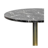 Mesa Auxiliar Redonda Moderna con Efecto Mármol, Base de Pedestal de Metal Dorado, para Sala de Estar, Cafetería, Bistro