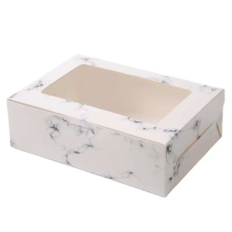 Custom cardboard Take away food paper box with clear window Cupcake cake folding box for packaging