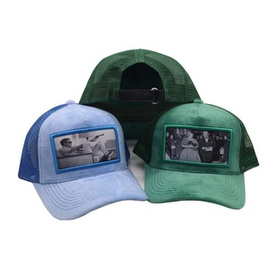 Casquettes de camionneur en velours uni 5 panneaux de haute qualité Logo personnalisé brodé <span class=keywords><strong>Snapback</strong></span> chapeau maille à la mode pour le cyclisme en plein air - Product Image 5