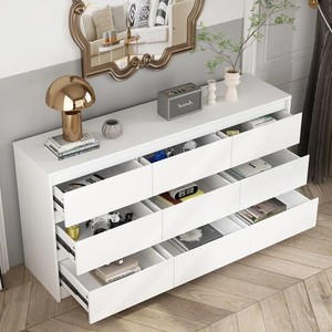 Cómoda elegante de madera blanca con 9 cajones para dormitorio, sala de estar o baño, modelo 2026 - Product Image 3