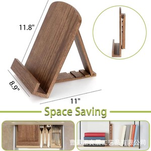 Solid Wood Recipe Rack Cookbook Holder <b>Tablet</b> <b>Stand</b> Desktop Bookend Kitchen Magazine Organizer Durable - Product Image 5