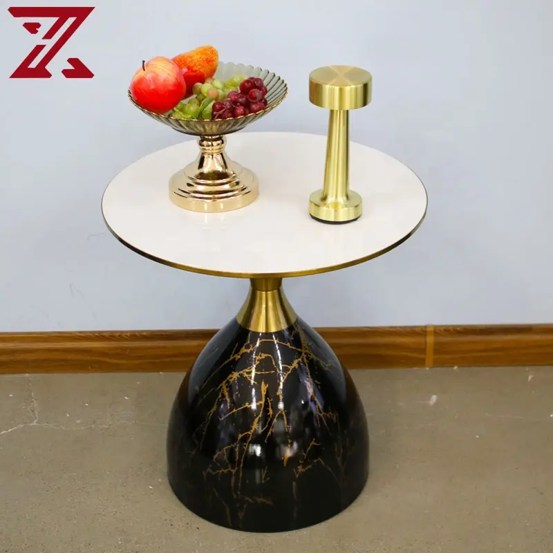 Meubles de maison de style moderne Table de service décorative à café Base en marbre noir Table à thé latérale d'angle