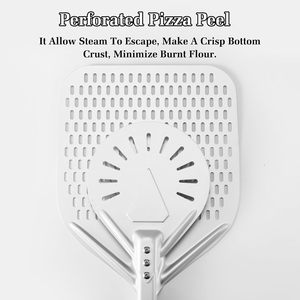 Juego <span class=keywords><strong>de</strong></span> Pala y Espátula para <span class=keywords><strong>Pizza</strong></span> Perforada <span class=keywords><strong>de</strong></span> 14+<span class=keywords><strong>7</strong></span> Pulgadas con Mango <span class=keywords><strong>de</strong></span> Aluminio, Apto para Microondas, Herramientas para <span class=keywords><strong>Pizza</strong></span> Casera para Usar en el Horno - Product Image 3
