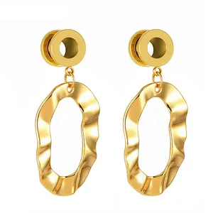 316L Stainless Steel Fashion Women Dangle Ear Plugs Flesh Tunnels Ear Gauges Earrings Body Piercing Jewelry
