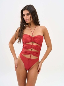 Baishiwei 2025 Sexy solide <span class=keywords><strong>rouge</strong></span> <span class=keywords><strong>une</strong></span> pièce <span class=keywords><strong>maillot</strong></span> <span class=keywords><strong>de</strong></span> <span class=keywords><strong>bain</strong></span> découpé <span class=keywords><strong>maillot</strong></span> <span class=keywords><strong>de</strong></span> <span class=keywords><strong>bain</strong></span> licou cou body pour femmes été dos nu vacances - Product Image 4