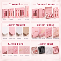 Boîte de gloss à lèvres en carton à marque privée, emballage cadeau cosmétique à cinq fenêtres