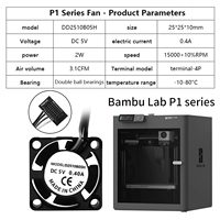 Kipas Pendingin Aksial Dual Ball Bearing 2510 untuk Hotend Bambu Lab A1 P1 X1 X1C Aksesoris Printer 3D