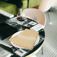 Serviette de bistro classique à rayures blanches Sandwood, 12 pièces, en polyester filé MJS 240 g/m², teint en fil, réutilisable, pour restaurant commercial, 45x55 cm