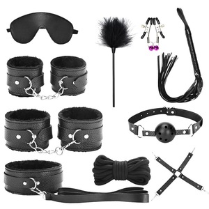 Ensemble de bondage en cuir pelucheux, 10 pièces, jouet SM, menottes, combinaison, domination passionnée, usage adulte - Product Image 4