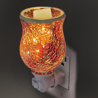 FRHY Chauffe-cire électrique en verre craquelé mosaïque, veilleuse et chauffe-bougie avec prise US, brûleur d'huiles parfumées domestique