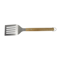 Spatule à fentes multiples pour barbecue en acier inoxydable résistant à la chaleur avec manche en bois d'acacia