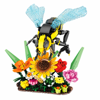 Ensemble de blocs de construction mécaniques personnalisés OEM DIY Abeille Tournesol Jardin, ailes transparentes extensibles, jouets éducatifs pour enfants N°66107