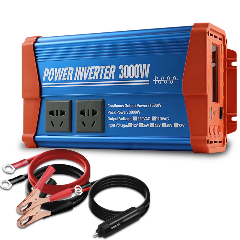 OEM Available Outdoor Tool 3000W Peak Power 12V 24V to 110V 220V AC Car Power Inverter 3KW Pure Sine Wave Inverter