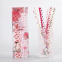 Pailles réutilisables en plastique PP 7,3*230mm avec motif cœur de la Saint-Valentin, sans BPA, conformes LFGB, écologiques, lavables, pour fêtes personnalisées