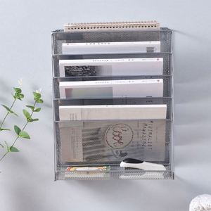 Étagère de rangement pour journaux et magazines à cinq niveaux, étagère de rangement en métal, organisateur de documents, étagère suspendue pour livres - Product Image 6