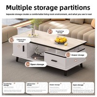 Nouvelle table basse moderne de style chinois en verre trempé avec plateau en panneau composite et espace de rangement pour salon et usage domestique