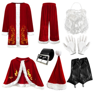 Costume de Père Noël <span class=keywords><strong>pour</strong></span> <span class=keywords><strong>homme</strong></span>, ensemble de vêtements de Noël en polyester et velours, tenue de fête, cosplay, performance, robe de fête - Product Image 6