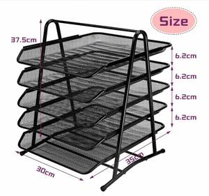 ที่จัดเก็บเอกสารโลหะแบบตาข่าย 5 ชั้น สำหรับโต๊ะทำงาน พร้อมถาดใส่เอกสาร ที่ใส่กระดาษ ถาดวางเอกสารแบบซ้อนได้ ถาดใส่จดหมาย - Product Image 3