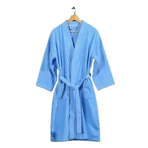 Индивидуальный отель Премиум Унисекс толстый теплый мягкий синий хлопок бархатный халат для мужчин и женщин