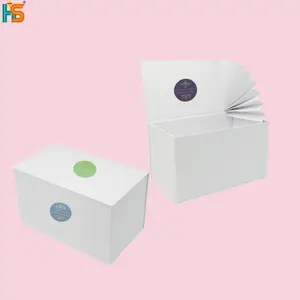 Nuovo design a forma di ventaglio etichetta privata adesivo coperchio con patta scatole regalo confezione in scatola di cartone bianco