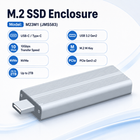 M.2 NVMe SSD Enclosure 10Gbps Tipe C Direct Plug Solid State Drive Case JMS583 Kotak Eksternal Portabel 23M1 Maks 2TB Aluminium