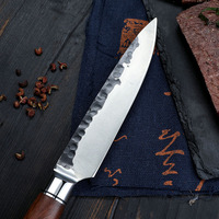 Couteau de chef de cuisine serbe forgé à la main de 5 pouces avec logo personnalisé Couteau de cuisine en acier au carbone 5Cr15MoV Manche en bois de rose