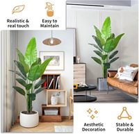 Plante artificielle Faux Palmier Oiseau de paradis de 1,80 m en pot avec feuilles au toucher réel pour la décoration de salon et de maison