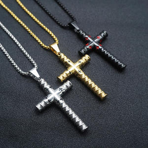 Religious Threaded Cross Non Anti Tarnish Free Waterproof Stainless Steel <b>Pendant</b> <b>Fashion</b> Jewelry <b>Necklace</b> Men Wholesale - Product Image 1