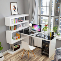 Bureau d'ordinateur et bibliothèque intégrés en bois AILICHEN, mobilier d'étude pour enfants avec fonction pliable