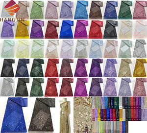 Luxus Shining <span class=keywords><strong>Sequence</strong></span> Lace Stoffe Mode Mehrfarbige Pailletten Stickerei Tüll Mesh Lace Stoff für Abend Party Kleider - Product Image 6