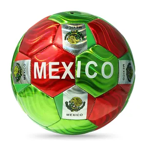 Pelota de fútbol de cuero metálico, balón de fútbol de PVC, tamaño 5, 32 paneles, máquina de espuma, Stitch, logotipo personalizado