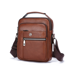 Sac à bandoulière pour homme en PU de haute qualité, personnalisé, pour les voyages d'affaires, le travail, la mode, avec logo géométrique, pour un usage quotidien - Product Image 1