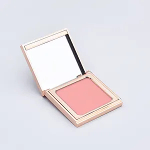 Boîtier compact en poudre élégant de luxe pressé, étui compact en plastique blush vide