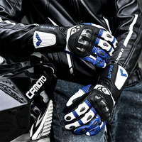 Gants de moto en cuir véritable de qualité supérieure avec protection des articulations en fibre de carbone |   Équipement tactile personnalisé à marque privée tout-en-un